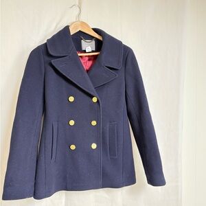 J. Crew Classic Navy Peacoat with Gold Accents